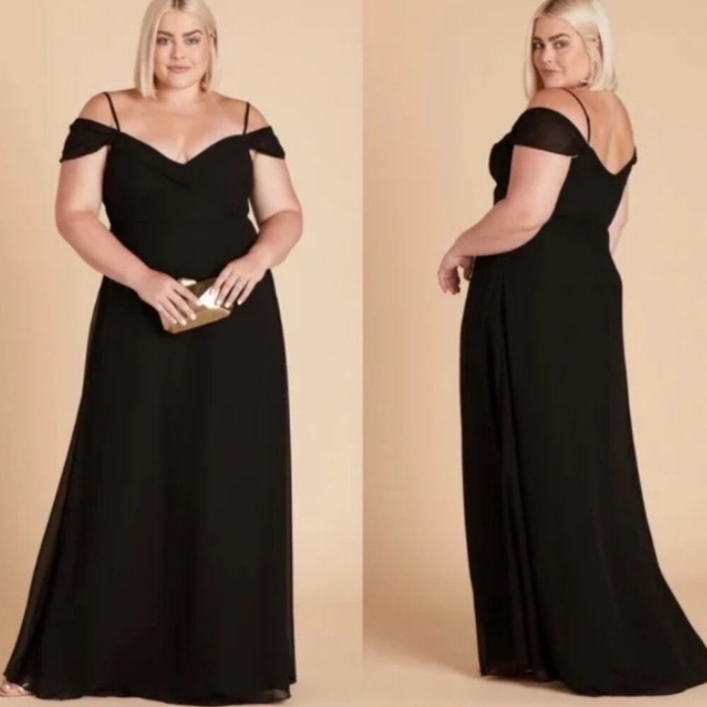 NWT Birdy Grey “Spence” Chiffon Gown Maxi Dress Black bridesmaid prom XXL plus